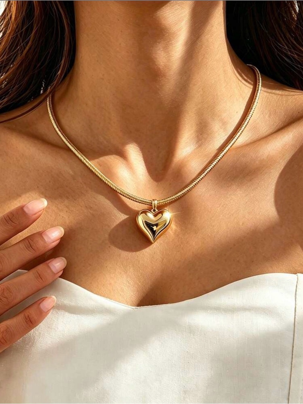 Polished Gold Heart Pendant Necklace